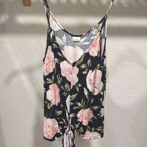 Elegant Floral Camisole with Tie Front